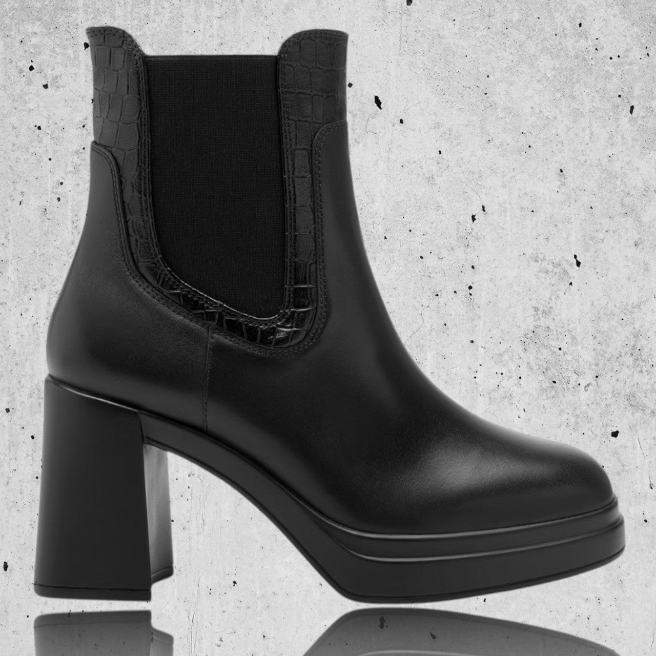 Bota Flexi Mujer Casual De Piel Con Plataforma 127402neg