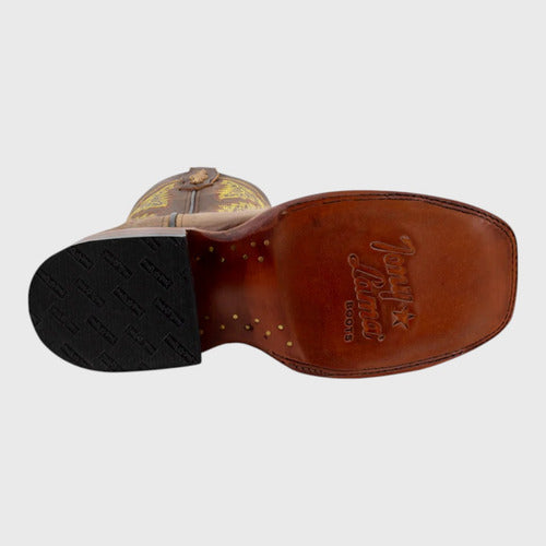 Botas Tony Lama Hombre Vaqueras Piel Res Print Elefante 8674 Coñac Print Elefante