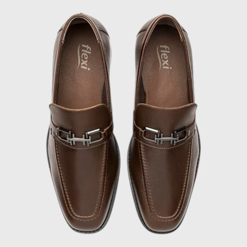 Zapatos Flexi Hombre Mocasín Semivestir Piel 421402dktan Dark Tan