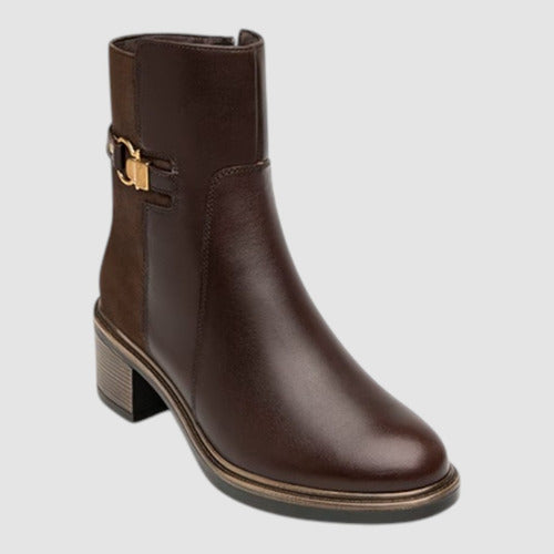Botin Flexi Mujer Casual De Piel Y Tacon 137701caf Café