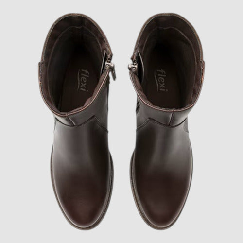 Botin Flexi Mujer Casual De Piel Y Tacon 137701caf Café