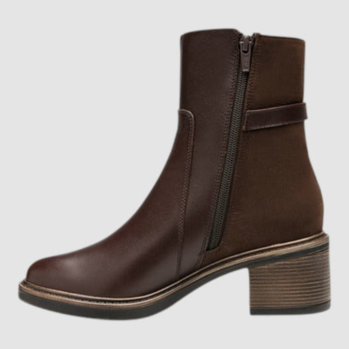 Botin Flexi Mujer Casual De Piel Y Tacon 137701caf Café