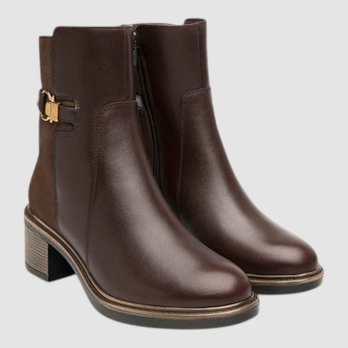 Botin Flexi Mujer Casual De Piel Y Tacon 137701caf Café