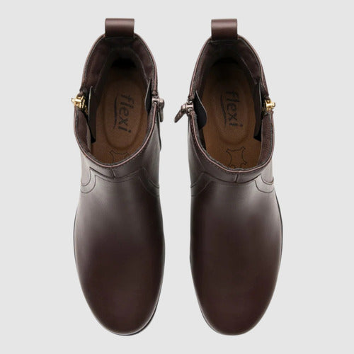 Botin Flexi Mujer Casual De Piel 104827mad Madera