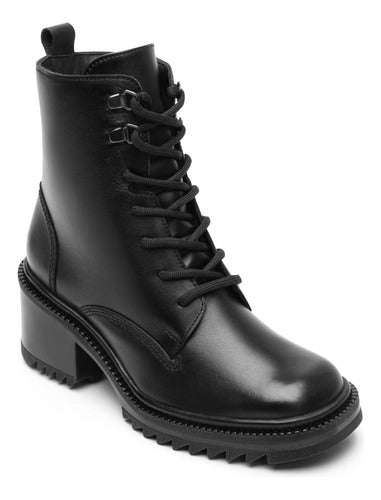 Botín Flexi Para Mujer De Piel Tacón Medio 130104Negro