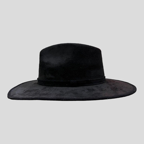 Sombrero Peregrina Mujer Fedora Gamuza Sint. 2022101 Negro