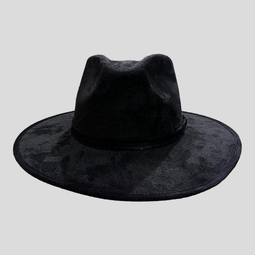 Sombrero Peregrina Mujer Fedora Gamuza Sint. 2022101 Negro