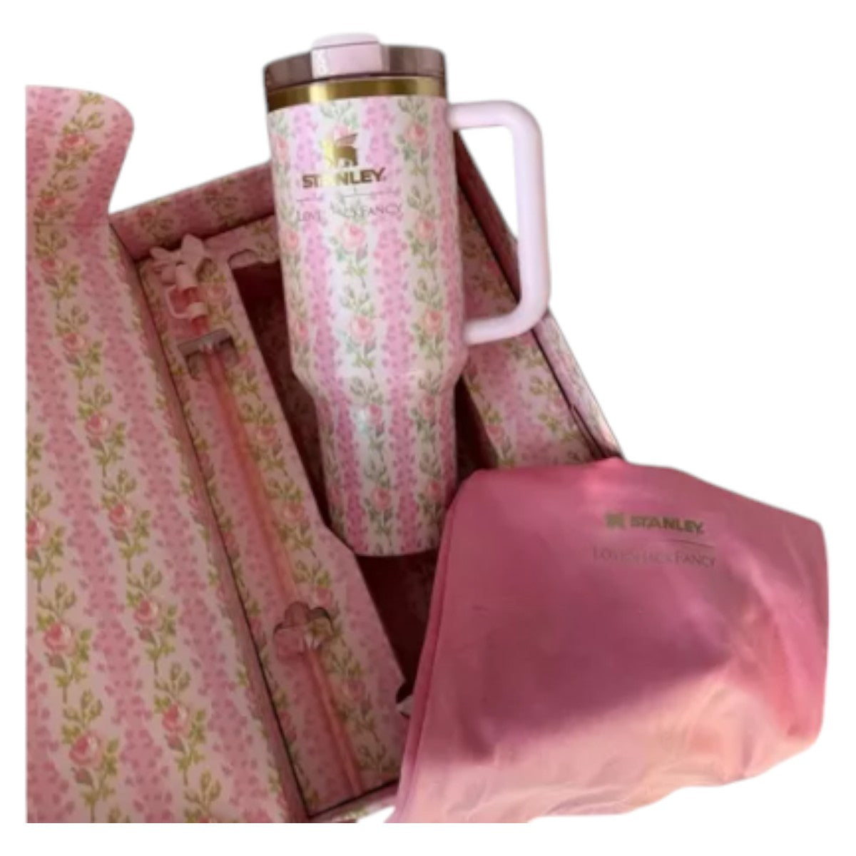 Termo Stanley X Loveshackfancy Quencher 40oz Blooming Heirl Color Rosa Claro