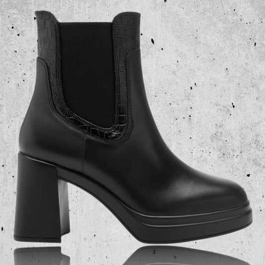 Bota Flexi Mujer Casual De Piel Con Plataforma 127402neg