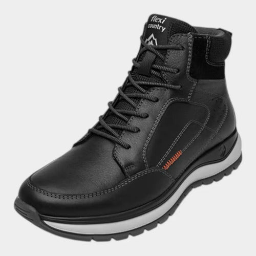Botín Flexi Hombre Country Outdoor De Piel 401016neg Negro