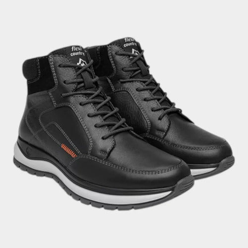 Botín Flexi Hombre Country Outdoor De Piel 401016neg Negro