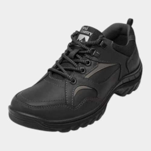 Tenis Flexi Country Hombre Outdoor Piel 66525neg Negro