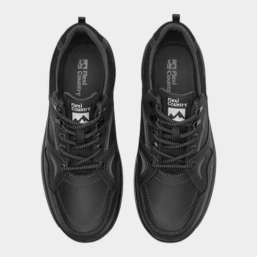 Tenis Flexi Country Hombre Outdoor Piel 66525neg Negro