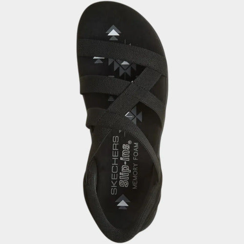Sandalias Skechers Mujer Slip-ins Reggae Slim 163460bbk Negro