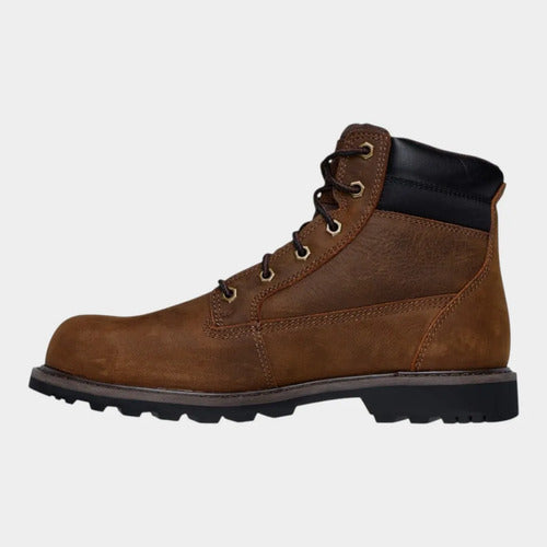 Botas Skechers Hombre Piel Work Con Casco Acero 200372brn Cafe