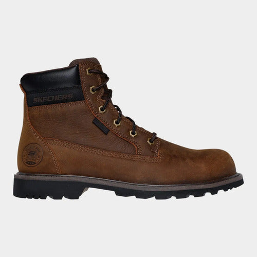 Botas Skechers Hombre Piel Work Con Casco Acero 200372brn Cafe