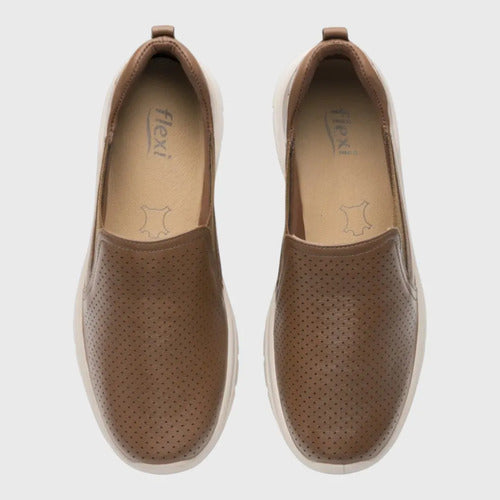 Zapato Flexi Mujer Mocasín Confort Piel 130210tan Tan