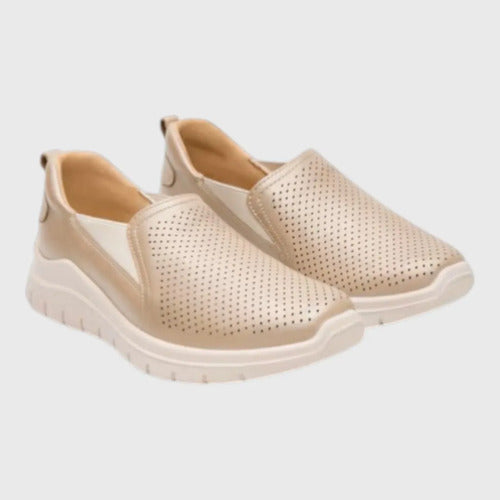 Zapato Flexi Mujer Mocasín Confort Piel 130210oro Oro