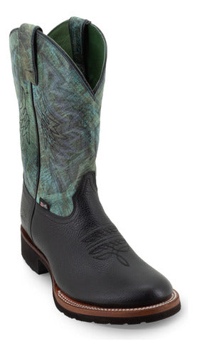 Botas Justin Hombre Vaqueras Piel Minerva Box Jb5519 Negro Minerva Box