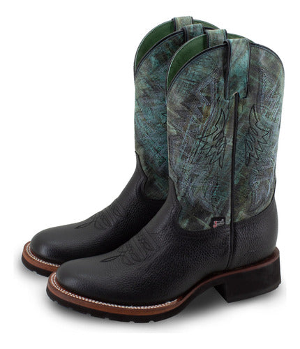 Botas Justin Hombre Vaqueras Piel Minerva Box Jb5519 Negro Minerva Box