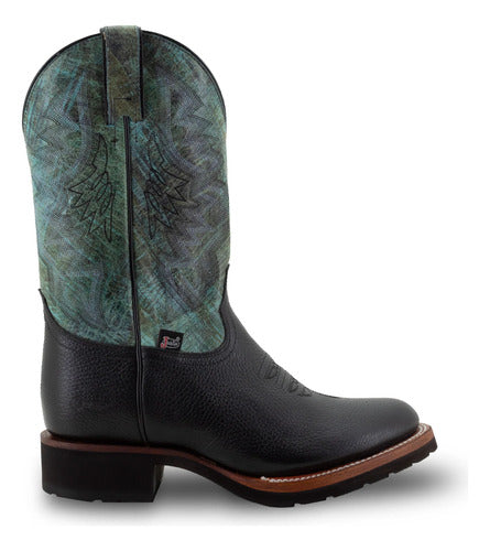 Botas Justin Hombre Vaqueras Piel Minerva Box Jb5519 Negro Minerva Box