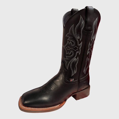 Botas Justin Hombre Vaqueras Piel Blent Graso Jb5552 Cafe/negro Graso