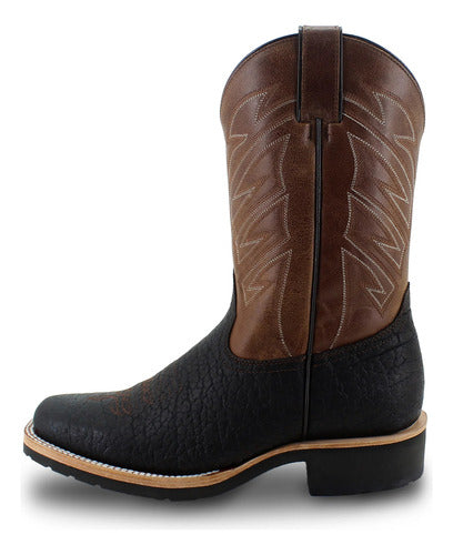 Botas Justin Hombre Vaqueras Piel Bull Tekno Jb5356 Cafe Cuello De Toro