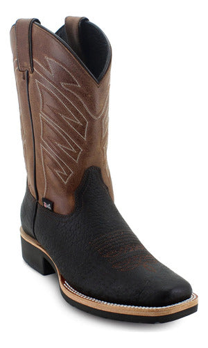 Botas Justin Hombre Vaqueras Piel Bull Tekno Jb5356 Cafe Cuello De Toro