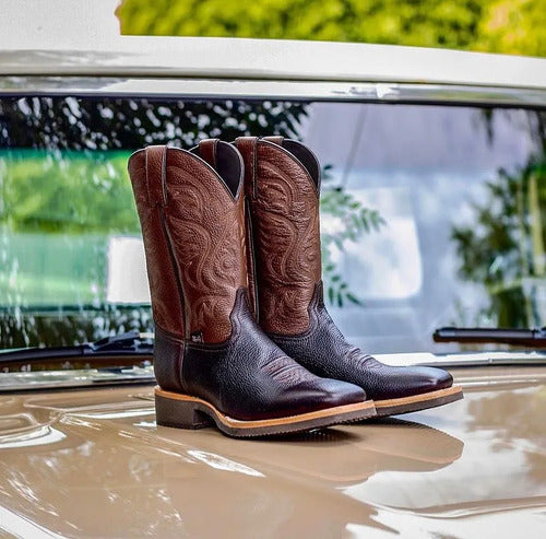 Botas Justin Hombre Vaqueras Piel Vulcano Cherry Jb5390 Cafe Vulcano Cherry