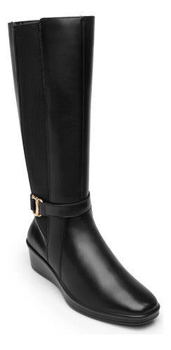 Botas Flexi Mujer Casual Con Elástico De Piel 136706neg