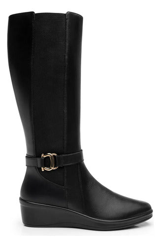 Botas Flexi Mujer Casual Con Elástico De Piel 136706neg