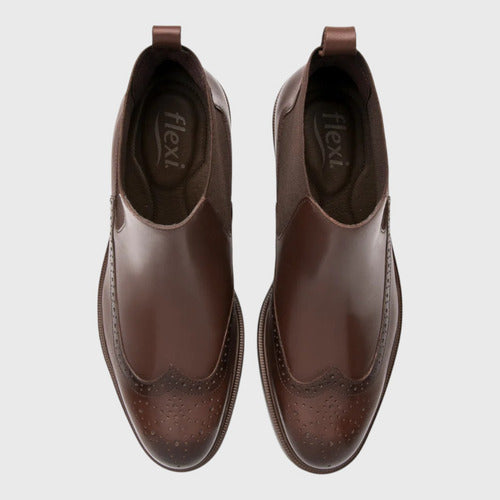 Botín Flexi Hombre Chelsea Casual Piel 400118nog Nogal
