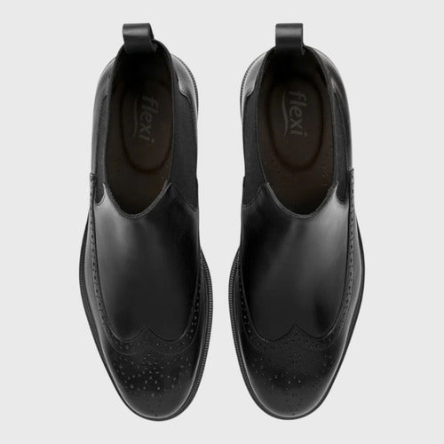 Botín Flexi Hombre Chelsea Casual Piel 400118neg Negro