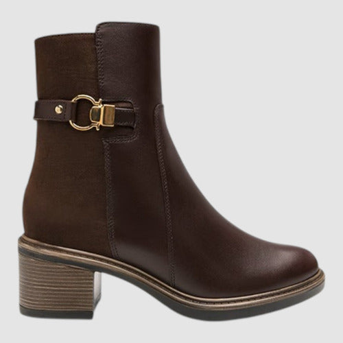 Botin Flexi Mujer Casual De Piel Y Tacon 137701caf Café