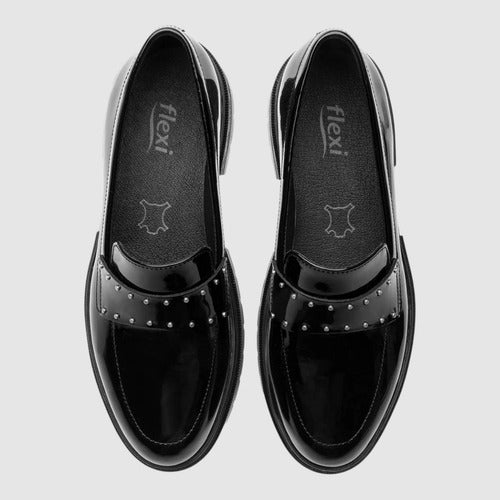 Zapatos Flexi Mujer Mocasin Casual Piel Charol 131902chneg Negro
