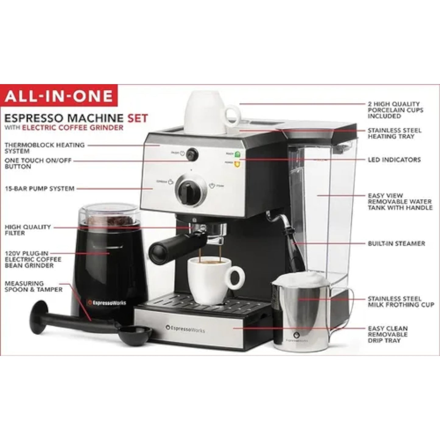 Cafetera Espressoworks  Espresso & Cappuccino Aew1000